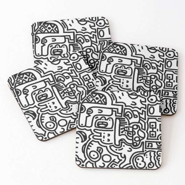 Item preview, Black and White Doodle Pattern | Cute Street Art Characters designed and sold by LYAN-STORE.