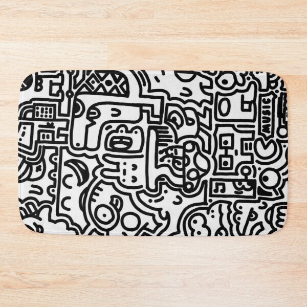 Item preview, Black and White Doodle Pattern | Cute Street Art Characters designed and sold by LYAN-STORE.