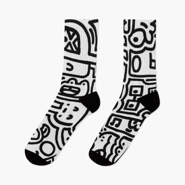 Item preview, Black and White Doodle Pattern | Cute Street Art Characters designed and sold by LYAN-STORE.