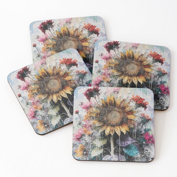 Aperçu de l'œuvre Tournesol rustique, technique mixte créée et vendue par TnTzDesigns.