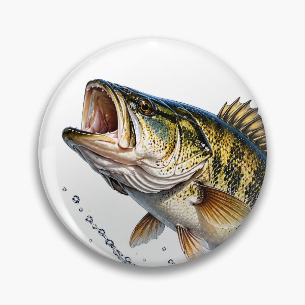 Artikelvorschau, Action-Artwork eines springenden gefleckten Barsches – Design für Süßwasserangler entworfen und verkauft von Jaideep Walia.