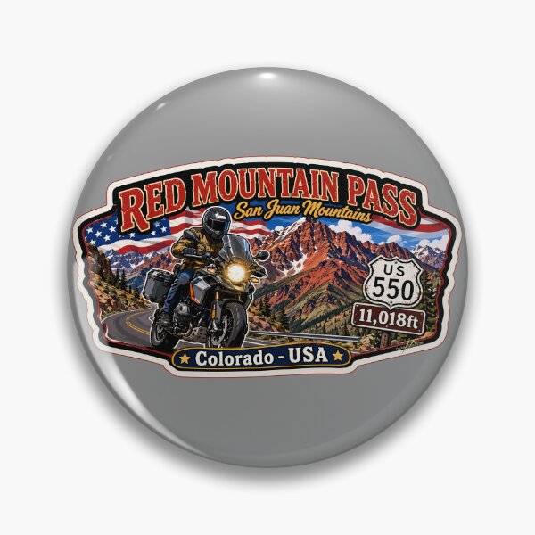 Item preview, Red Mountain Pass Colorado Motorcycle US 550 Sticker TShirt 03 designed and sold by OuterShellUK.