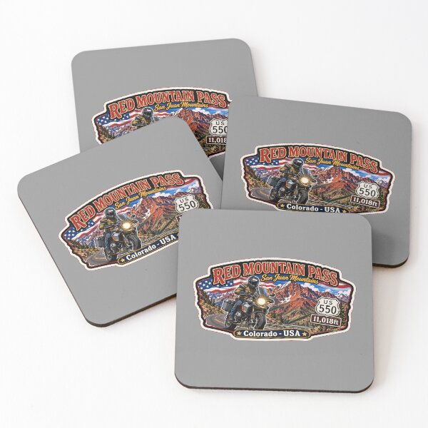 Item preview, Red Mountain Pass Colorado Motorcycle US 550 Sticker TShirt 03 designed and sold by OuterShellUK.
