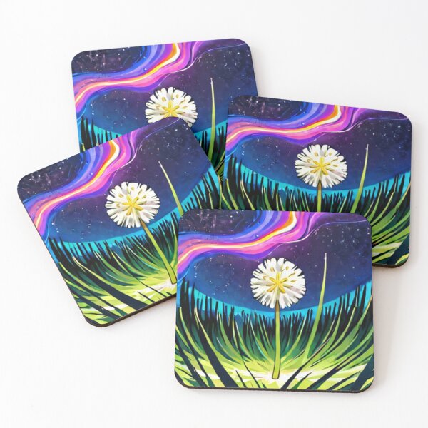 Item preview, Cosmic Seedhead glowing dandelion, aurora sky designed and sold by SybilleKarylin.