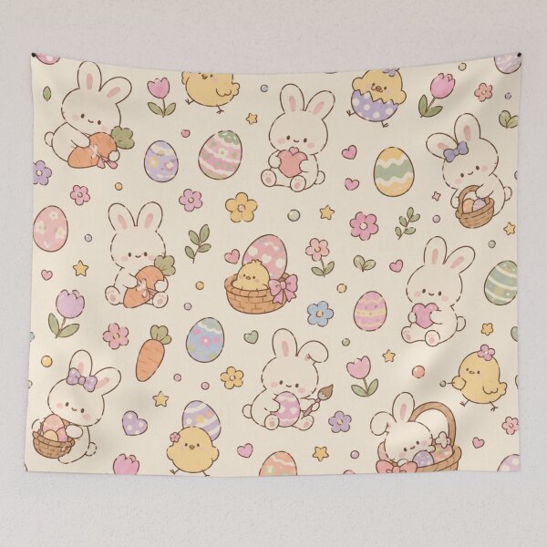 Item preview, A cute whimsical easter bunny pattern designed and sold by ellinnur.