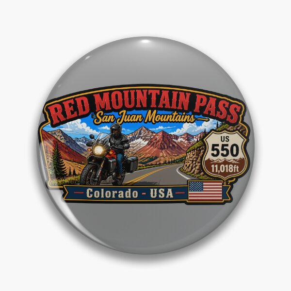 Item preview, Red Mountain Pass Colorado Motorcycle US 550 Sticker TShirt 04 designed and sold by OuterShellUK.