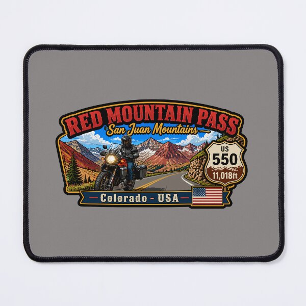 Item preview, Red Mountain Pass Colorado Motorcycle US 550 Sticker TShirt 04 designed and sold by OuterShellUK.