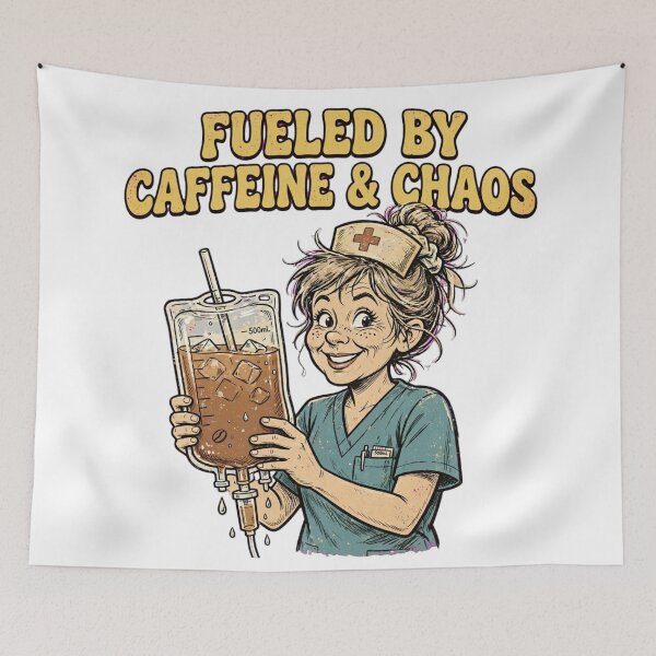 Item preview, Fueled By Caffeine And Chaos Funny Nurse Iced Coffee IV Bag Drip designed and sold by Yellowriversss.
