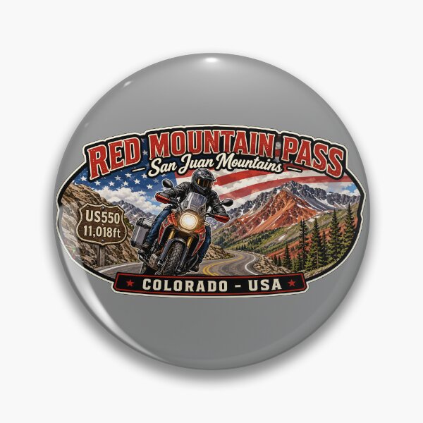 Item preview, Red Mountain Pass Colorado Motorcycle US 550 Sticker TShirt 05 designed and sold by OuterShellUK.