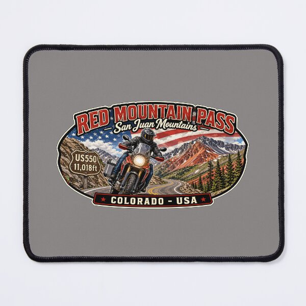 Item preview, Red Mountain Pass Colorado Motorcycle US 550 Sticker TShirt 05 designed and sold by OuterShellUK.