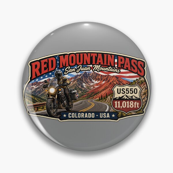Item preview, Red Mountain Pass Colorado Motorcycle US 550 Sticker TShirt 06 designed and sold by OuterShellUK.