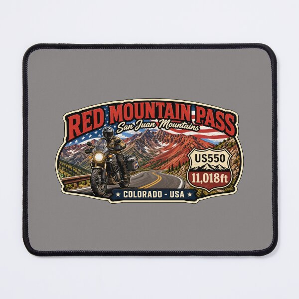 Item preview, Red Mountain Pass Colorado Motorcycle US 550 Sticker TShirt 06 designed and sold by OuterShellUK.