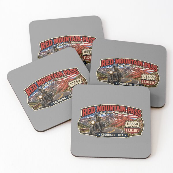 Item preview, Red Mountain Pass Colorado Motorcycle US 550 Sticker TShirt 06 designed and sold by OuterShellUK.