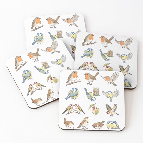 Item preview, Vintage British Garden Birds Watercolor Floral designed and sold by Rehnair.