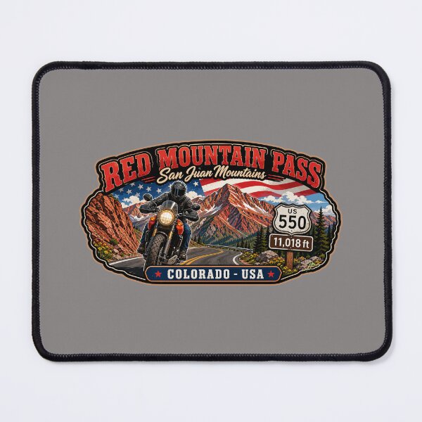 Item preview, Red Mountain Pass Colorado Motorcycle US 550 Sticker TShirt 07 designed and sold by OuterShellUK.