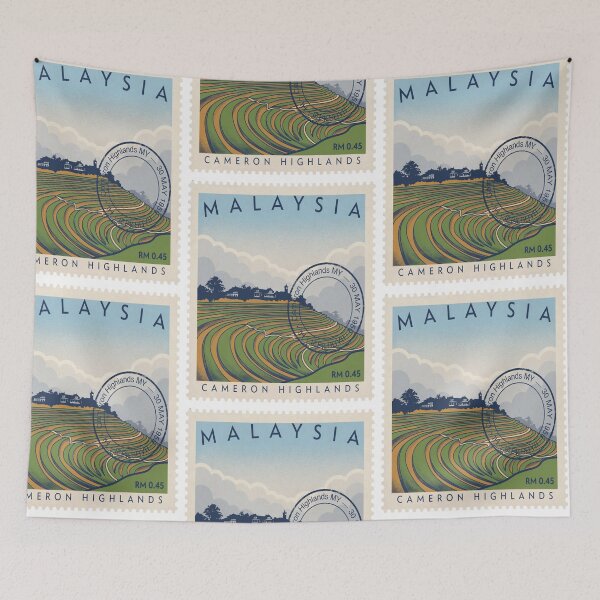 Item preview, Cameron Highlands Malaysia Tea Terraces Mist Stamp Sticker designed and sold by stickercuffs.