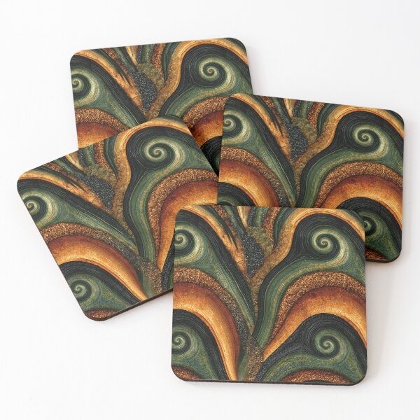 Item preview, Green and Gold Swirl Agate Style Art designed and sold by Piotrek0001.