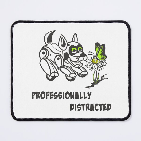 Item preview, Professionally Distracted | Funny Robot Dog Sticker designed and sold by Samaya-.