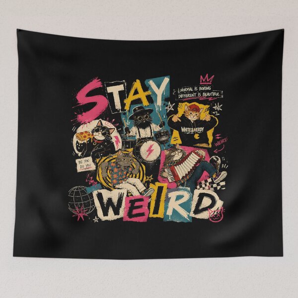 Item preview, Stay Weird Retro Cat Band designed and sold by bcouchie.