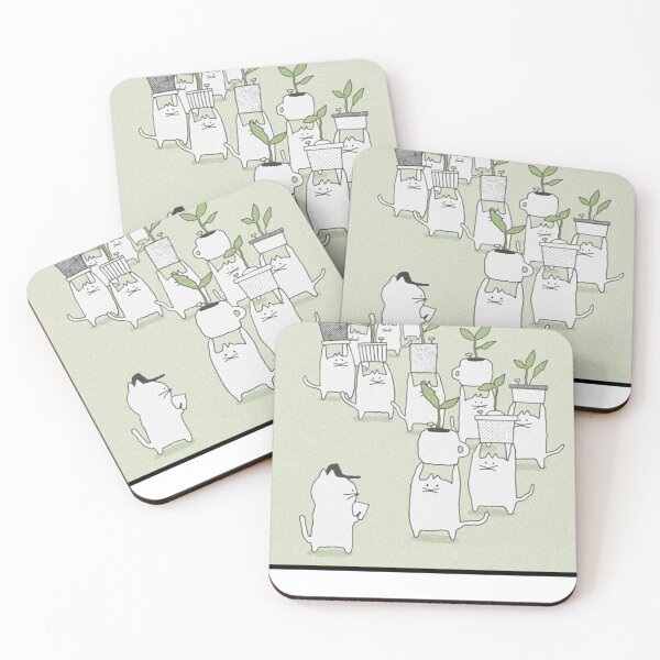Item preview, Cats Carrying Plants In Line designed and sold by choedphong7.