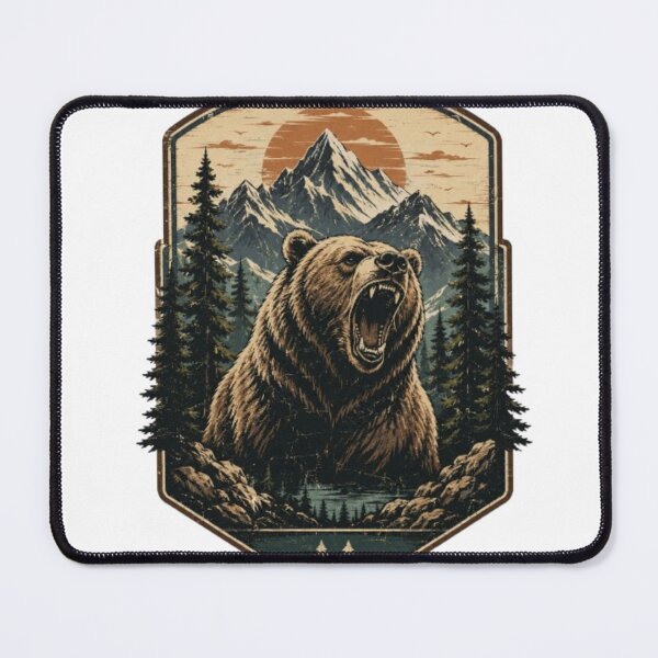 Item preview, Roaring Bear Wilderness | Vintage Mountain & Pine Forest Retro Graphic Design designed and sold by Trendykunnu.