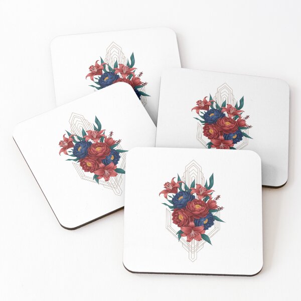 Item preview, Art Deco Floral Geometry - Peonies and Lilies designed and sold by Dzblack.