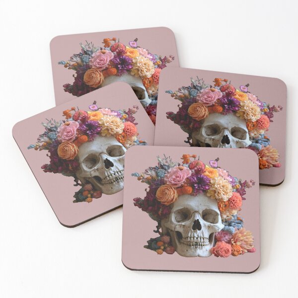 Item preview, Floral Skull Halloween Design – Vintage Skull with Colorful Autumn Flowers designed and sold by KAM-KAM-STORE.