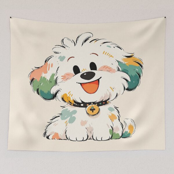 Item preview, Happy Fluffy Puppy Graphic Illustration designed and sold by ArtoryNest.