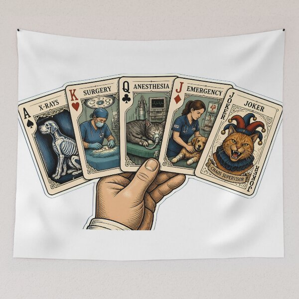 Item preview, The Emergency Hand – Funny Veterinary Playing Cards Design designed and sold by Bettybee00.