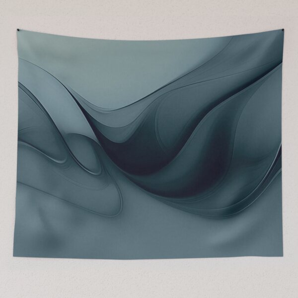 Item preview, Minimalist Deep Teal Wave Abstract Fluid Silk Flow Art designed and sold by LYAN-STORE.