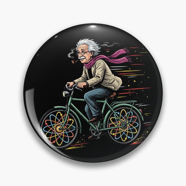 Item preview, Retro Physics Genius Scientist Riding Bicycle Atom Wheels designed and sold by AdyKurniawan.
