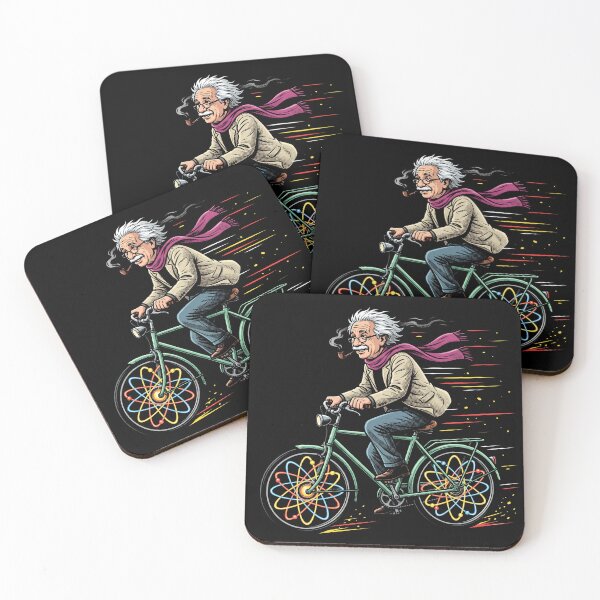 Item preview, Retro Physics Genius Scientist Riding Bicycle Atom Wheels designed and sold by AdyKurniawan.