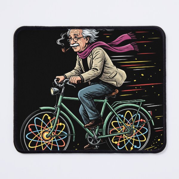 Item preview, Retro Physics Genius Scientist Riding Bicycle Atom Wheels designed and sold by AdyKurniawan.