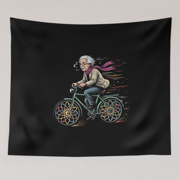 Item preview, Retro Physics Genius Scientist Riding Bicycle Atom Wheels designed and sold by AdyKurniawan.