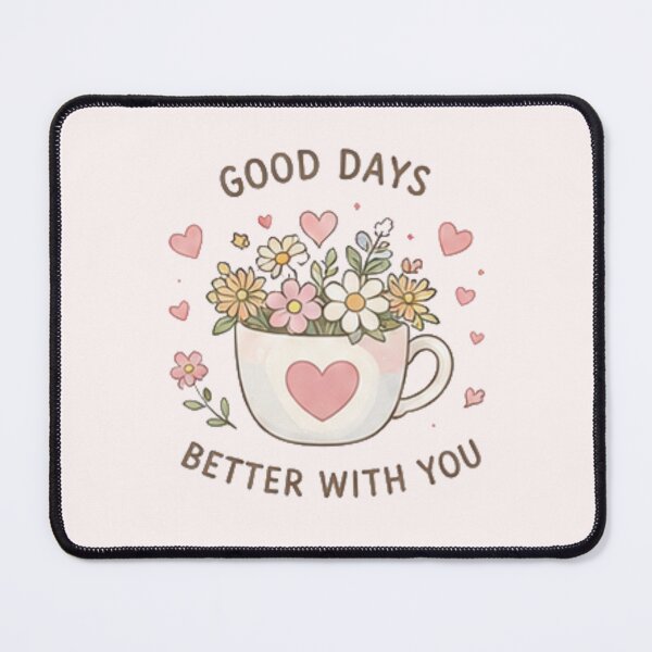 Item preview, Good Days Better With You Floral Teacup Quote Aesthetic designed and sold by Rehnair.