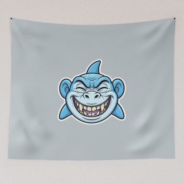 Item preview, Zombie Shark Cartoon Sticker | Funny Undead Shark Face | Creepy Cute Monster Ocean Art | Horror Halloween Die Cut Sticker designed and sold by Bhaskar Digital Art.