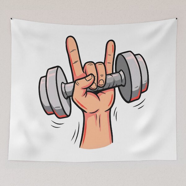 Item preview, Rock On Dumbbell Shirt – Funny Gym Workout Fitness Gift designed and sold by StickerNestYou.