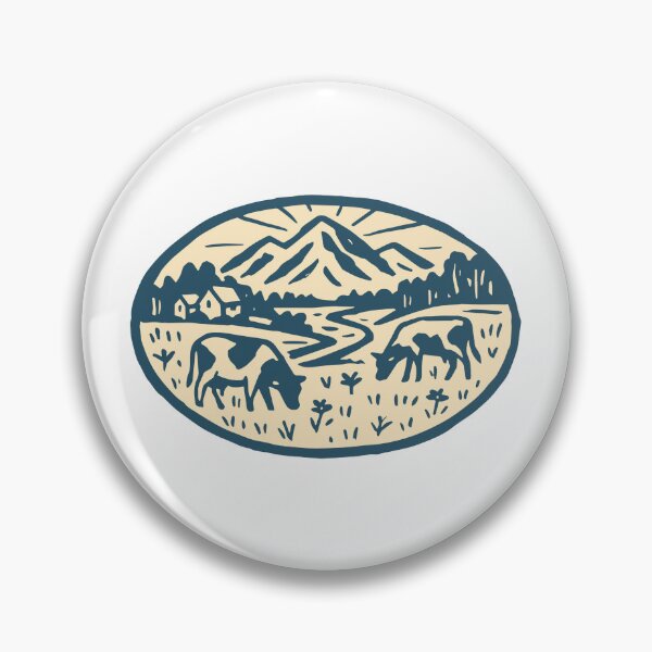 Item preview, Rustic Countryside Landscape with Grazing Cows Emblem designed and sold by estercarymarc11.