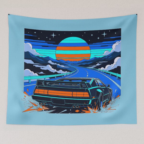 Item preview, Retrowave Vintage Anime Midnight Highway Spectre designed and sold by KungPowUnicorn.