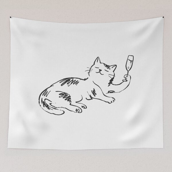 Item preview, Funny Fancy Cat Enjoying a Drink Vector Line Art designed and sold by estercarymarc11.