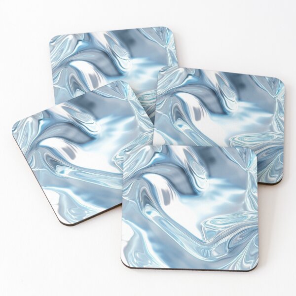 Item preview, Liquid Chrome Ice Blue Metallic Fluid Waves Y2K Abstract designed and sold by LYAN-STORE.