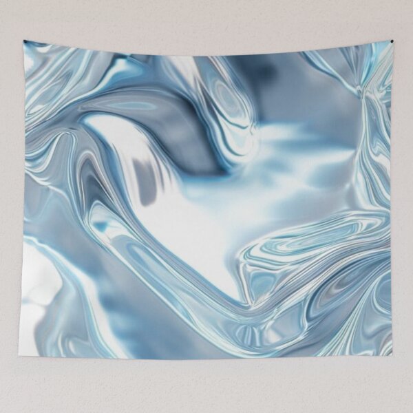 Item preview, Liquid Chrome Ice Blue Metallic Fluid Waves Y2K Abstract designed and sold by LYAN-STORE.