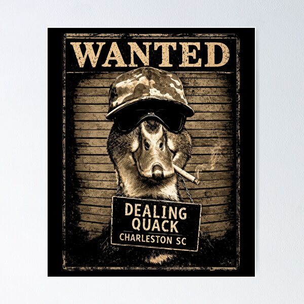 Item preview, Wanted Dealing Quack Charleston SC Duck Mugshot designed and sold by DrawMotion.
