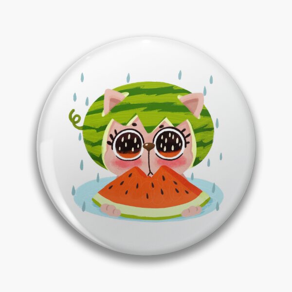 Item preview, Watermelon Kitty Cute Kawaii Summer Fruit Rain Design designed and sold by InOtterNew.