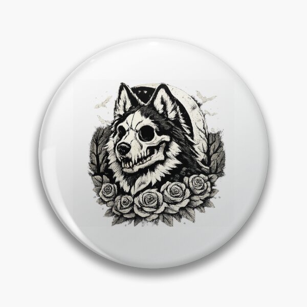 Item preview, Dog/wolf and roses designed and sold by Katsartattack.