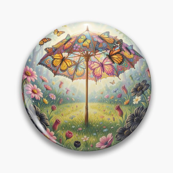 Item preview, Art Nouveau Butterfly Wing Umbrella with Floral Meadow Magic inspired by Alphonse Mucha designed and sold by FotoworldEdel.