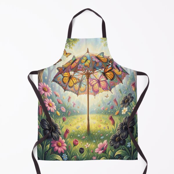 Item preview, Art Nouveau Butterfly Wing Umbrella with Floral Meadow Magic inspired by Alphonse Mucha designed and sold by FotoworldEdel.