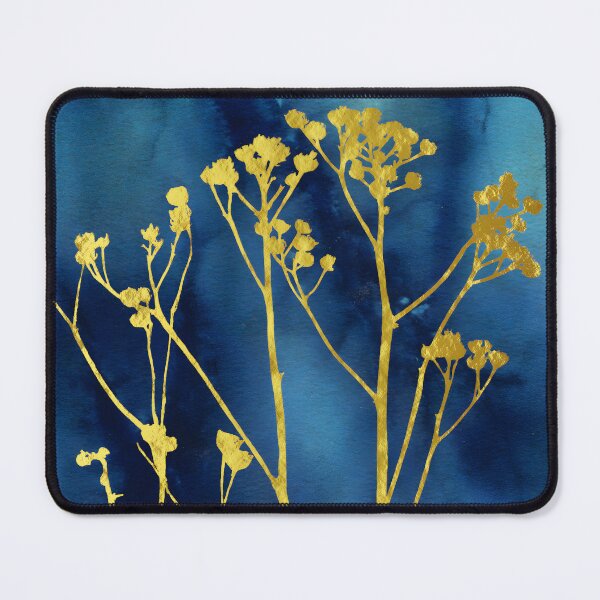 Item preview, Gold Wildflowers on Navy Blue - Luxury Botanical Fine Art designed and sold by WaterColorCats1.