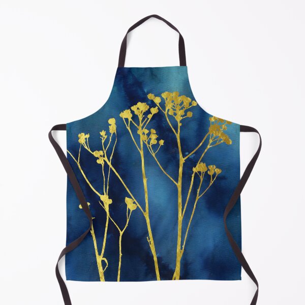 Item preview, Gold Wildflowers on Navy Blue - Luxury Botanical Fine Art designed and sold by WaterColorCats1.