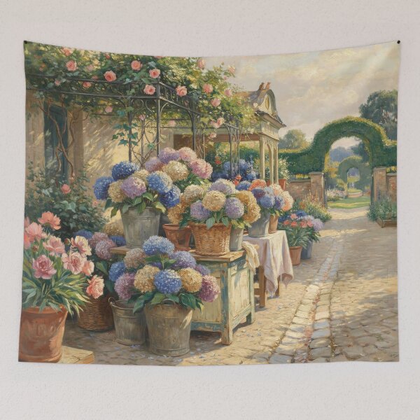 Item preview, Impressionist Hydrangea Flower Market Wall Art | European Cottage Garden Floral Painting | Grandmillennial Decor Print designed and sold by Tamas Das.